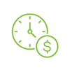 Clock and dollar sign icon