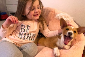 Little girl with dog