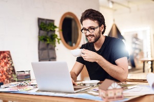 Man working from home office